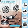 USB Ventilator Auto,11,5-16,5 cm Kopfstütze Lüfter 360° Verstellbar Flexibler