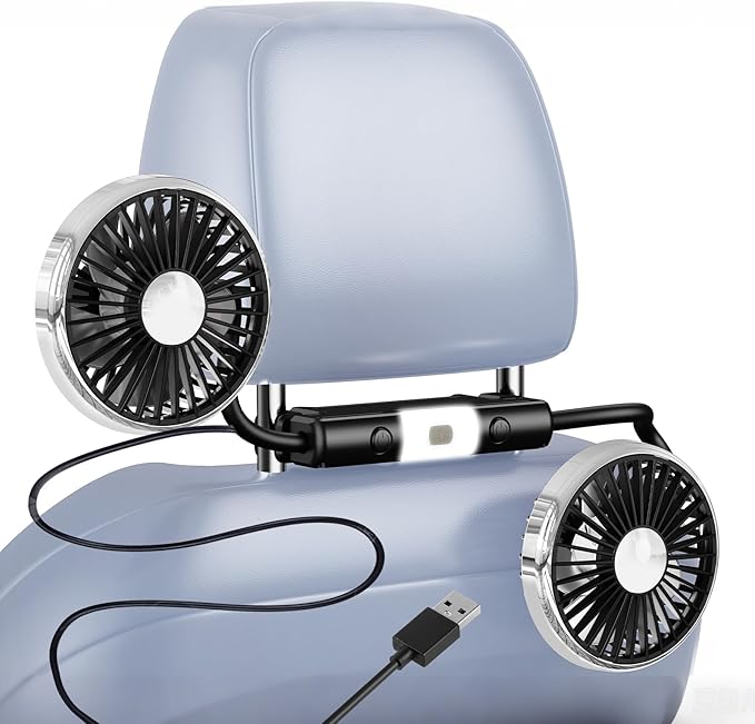 USB Ventilator Auto,11,5-16,5 cm Kopfstütze Lüfter 360° Verstellbar Flexibler