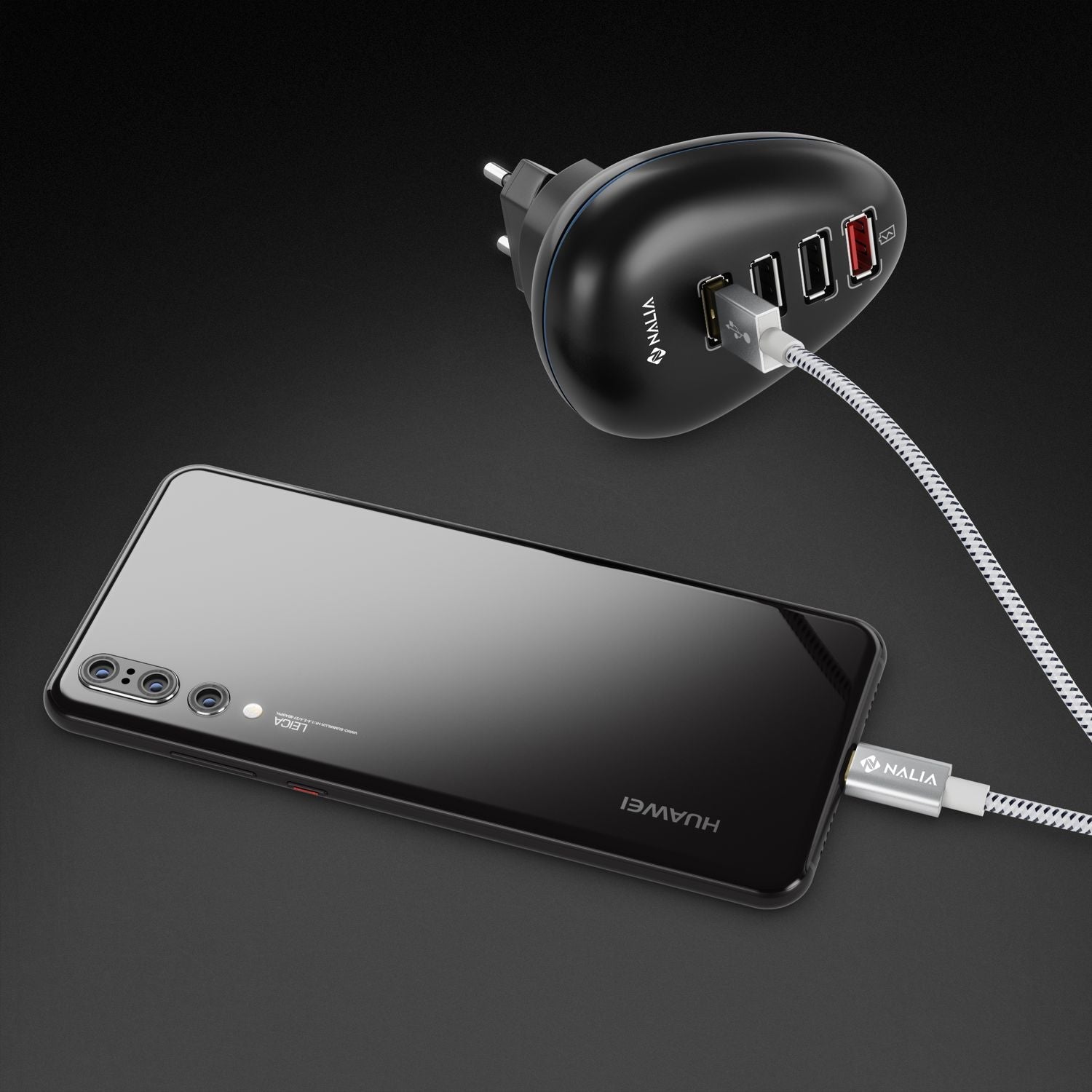 2m USB C auf USB 2.0 Kabel von NALIA, Stabiles Nylon Sync Daten Lade Kabel