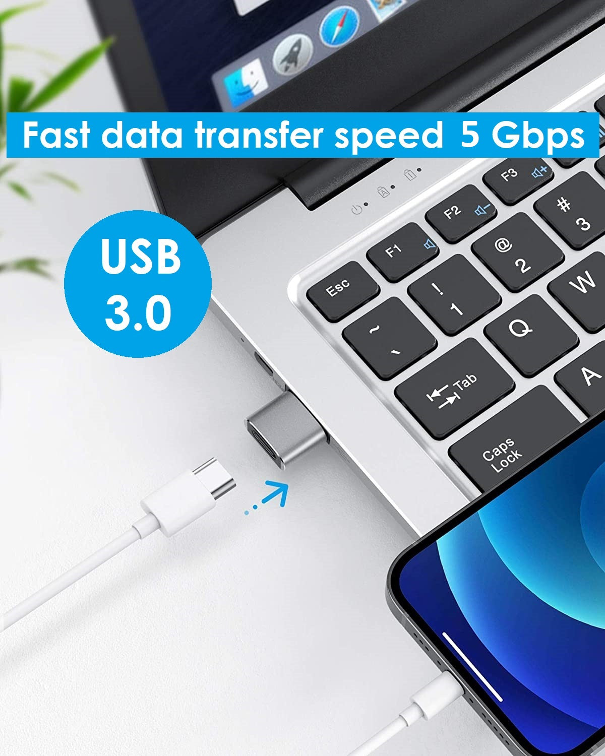 2 Stück USB Adapter Wandler Konverter USB 3.0 USB-A Stecker auf USB-C Buchse OTG