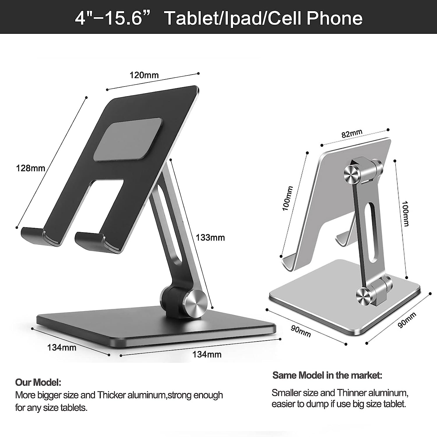 Tablet Ständer Halterung Stand Aluminium stabil unterstützt Tablets bis 15 Zoll