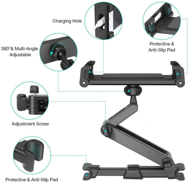 Universal KFZ Tablet Halterung Kopfstütze Autohalterung iPad Switch ausziehbar