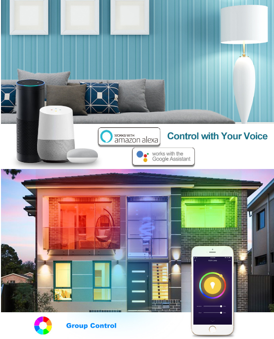 E27 Smart Glühbirne 5W LED Leuchten WiFi App Musik Alexa RGB Weiß Dimmbar