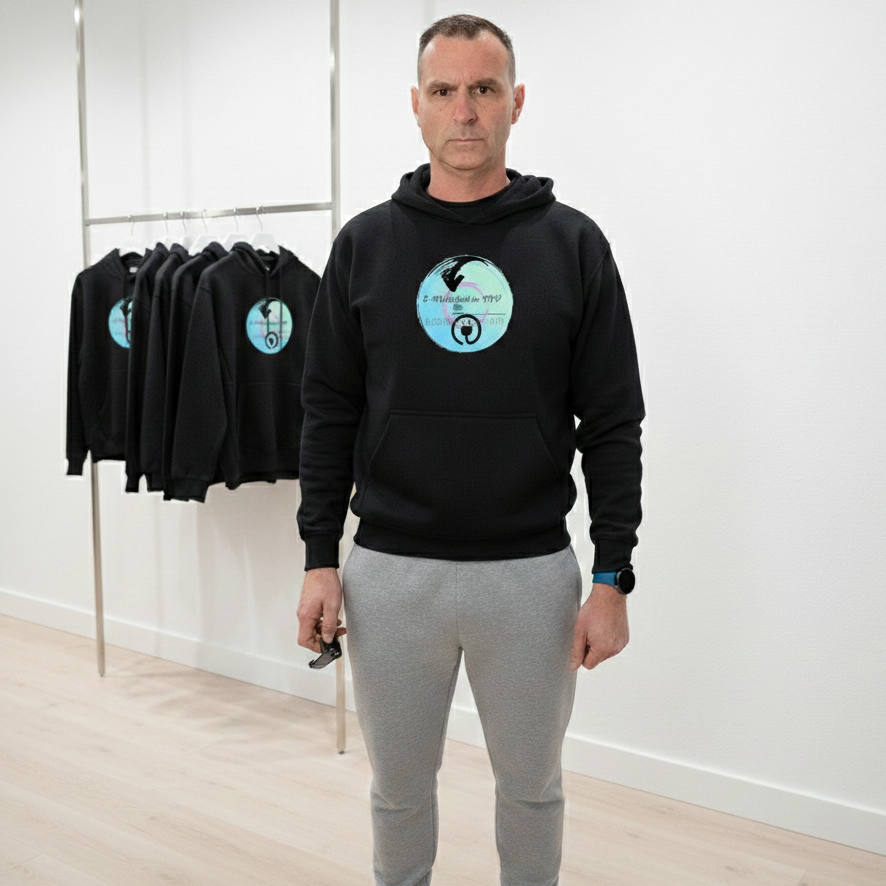 Unisex-Kapuzenpullover mit Logo vorne groß und Hinten Groß (E-Mobilität in MV)