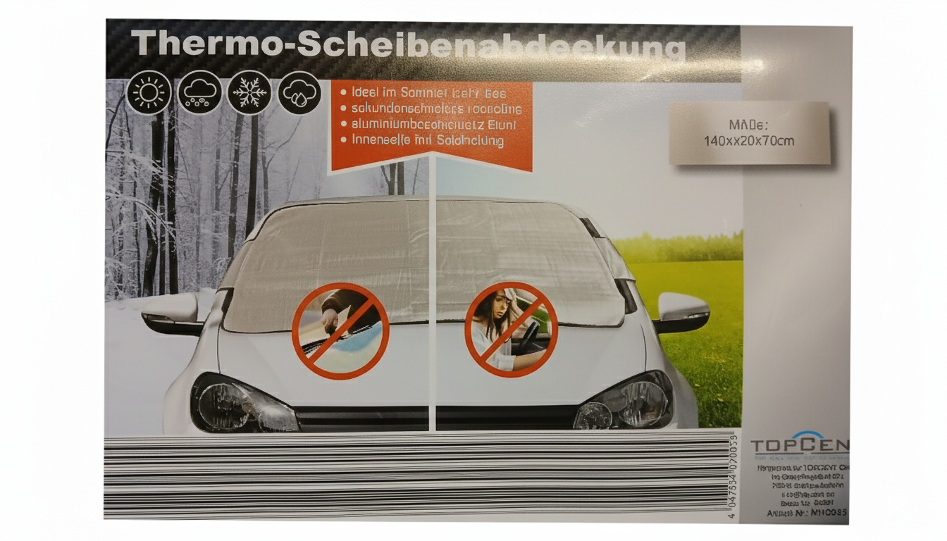 KFZ - Thermo-Scheibenabdeckung – Ganzjahresschutz TOPCENT (140 x 200 x 70 cm)