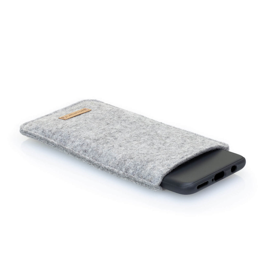 Handytasche für Samsung Galaxy A15 | aus Filz und Bio-Baumwolle | hellgrau - colorful | Modell "LET"