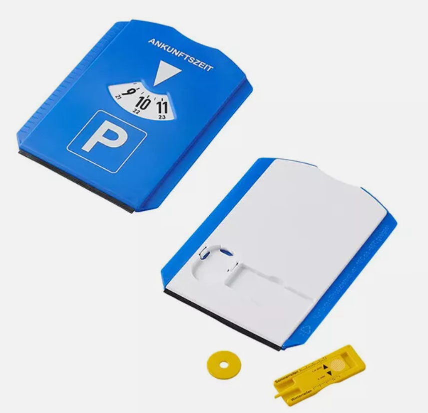 Parkscheibe 🚗 Das Multitool: Multilinguale Parkscheibe mit Integrierter 3-in