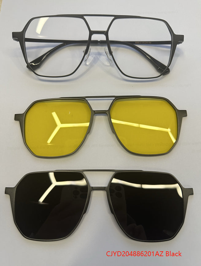 Magnetische 3-in-1 Herrenbrille aus Aluminium-Magnesium fürs Autofahren.