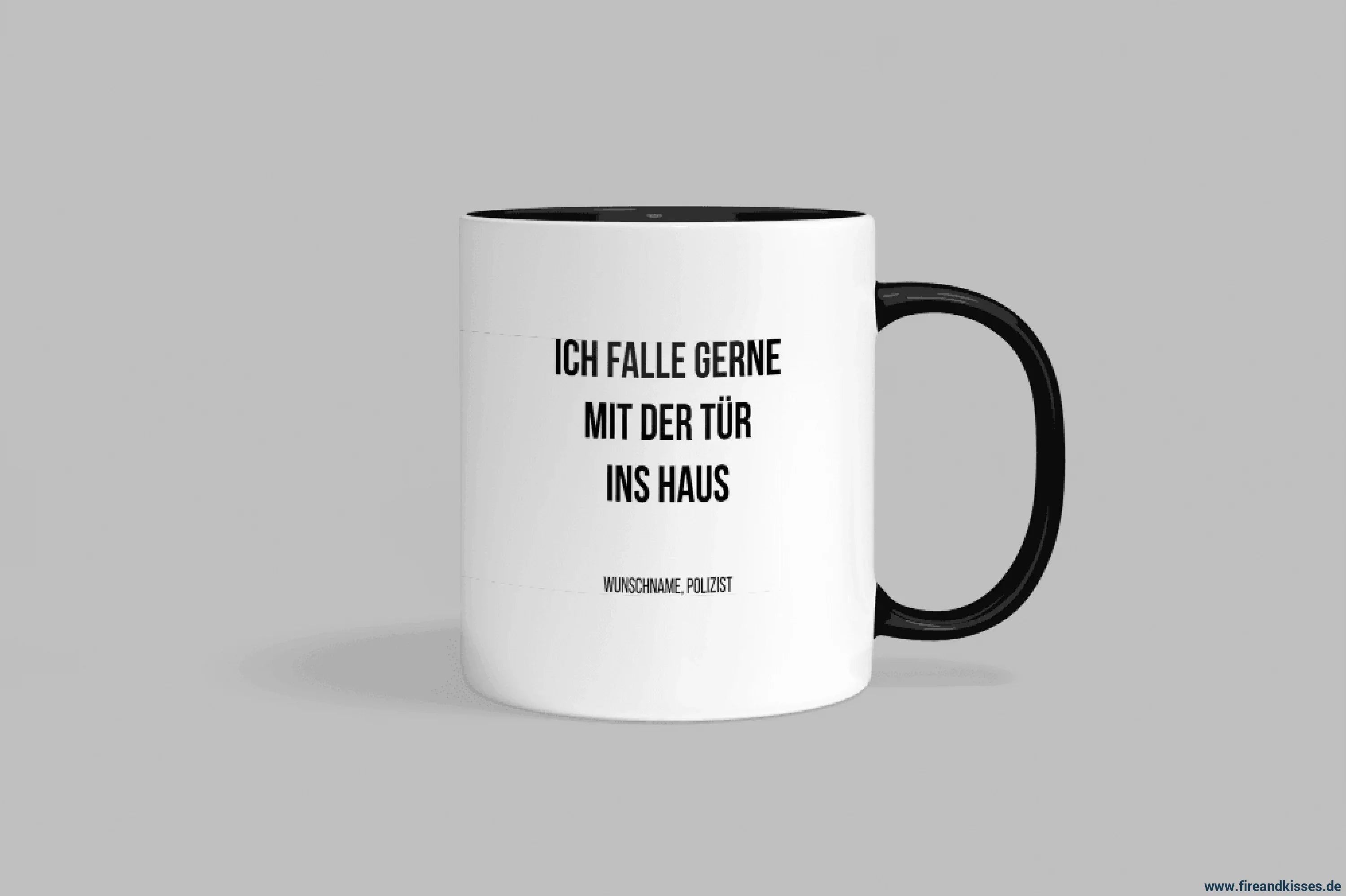 Fun-Tasse "Ich falle gerne mit der Tür ins Haus" | Fireandkisses