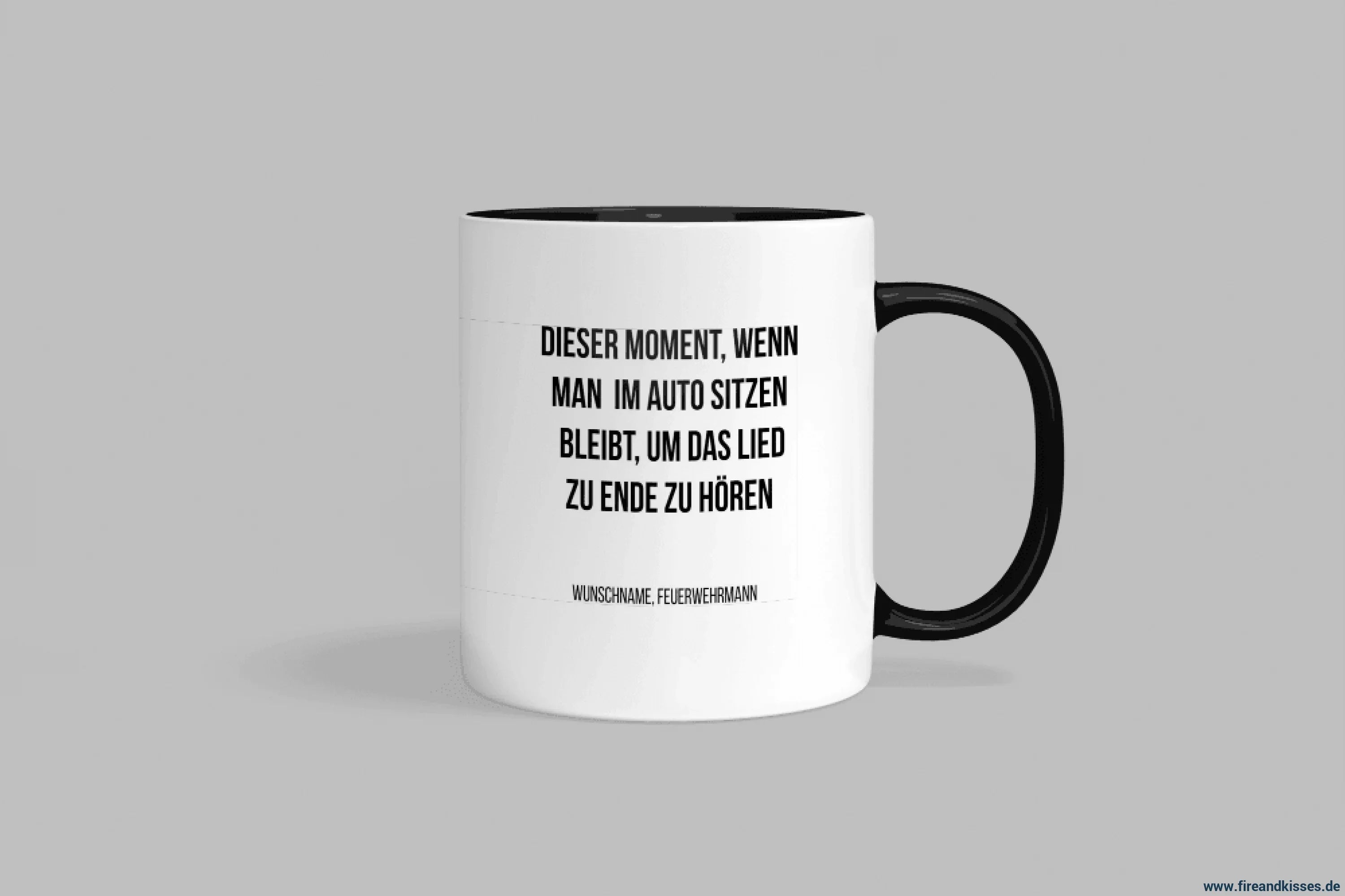 Fun-Tasse Feuerwehrmann "Dieser Moment, wenn man im Auto sitzen bleibt" | Fireandkisses